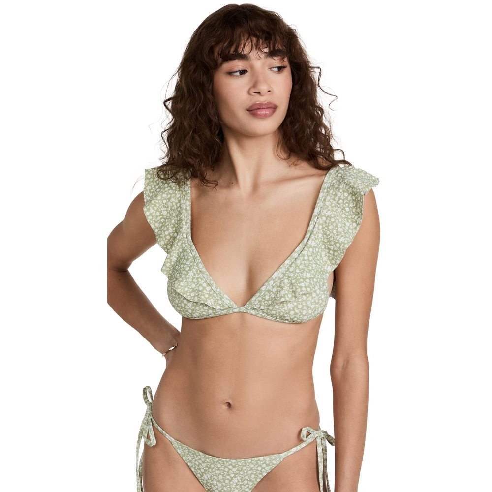Eberjey Women's Graziela Bikini Top, Pear/Ivory, Floral, Green, M